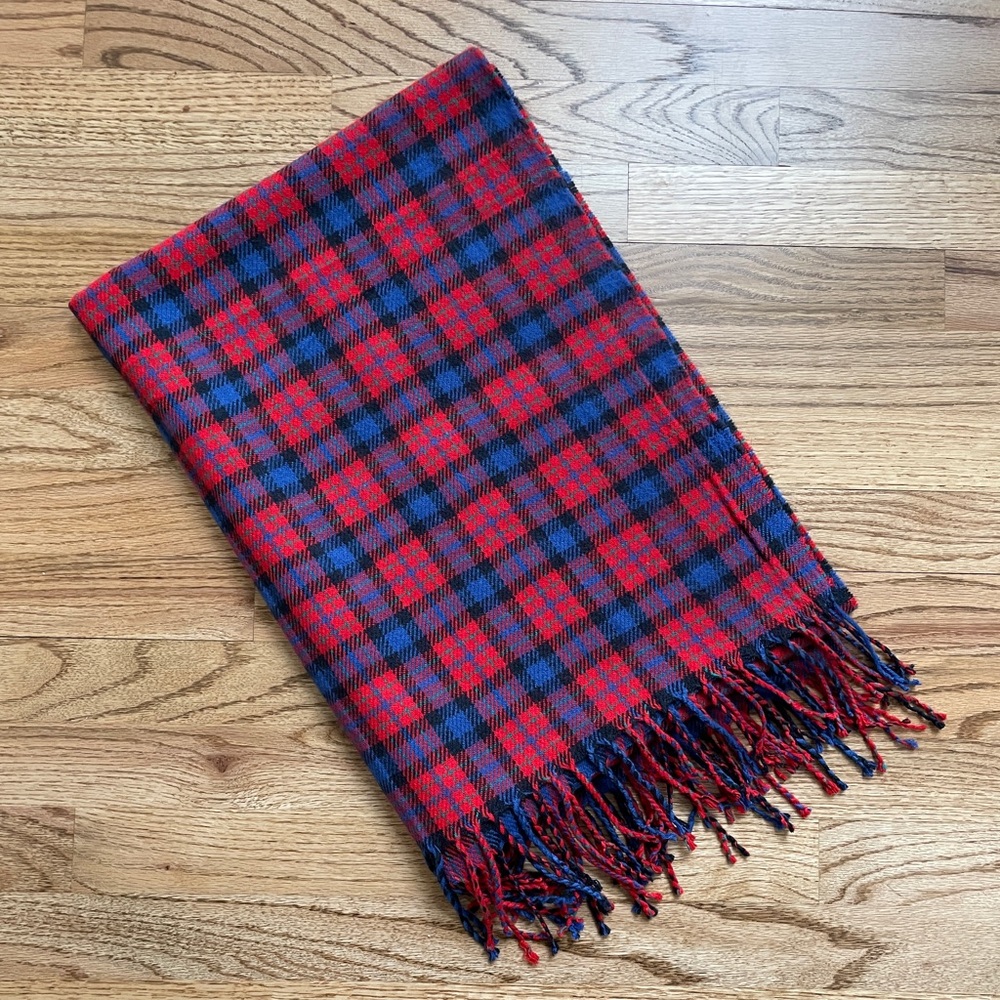 J. Crew red and blue plaid scarf